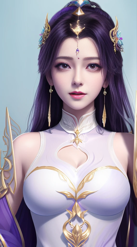 there  a person there，Wearing a purple dress、woman wearing necklace and earrings, fantasy art style, beautiful fantasy empress, Guviz style artwork, The beauty of violet skin, 8K high quality detail art, Beautiful and elegant queen, ((beautiful fantasy empress)), Digital fantasy art ), Epic fantasy art style HD, smooth anime cg art