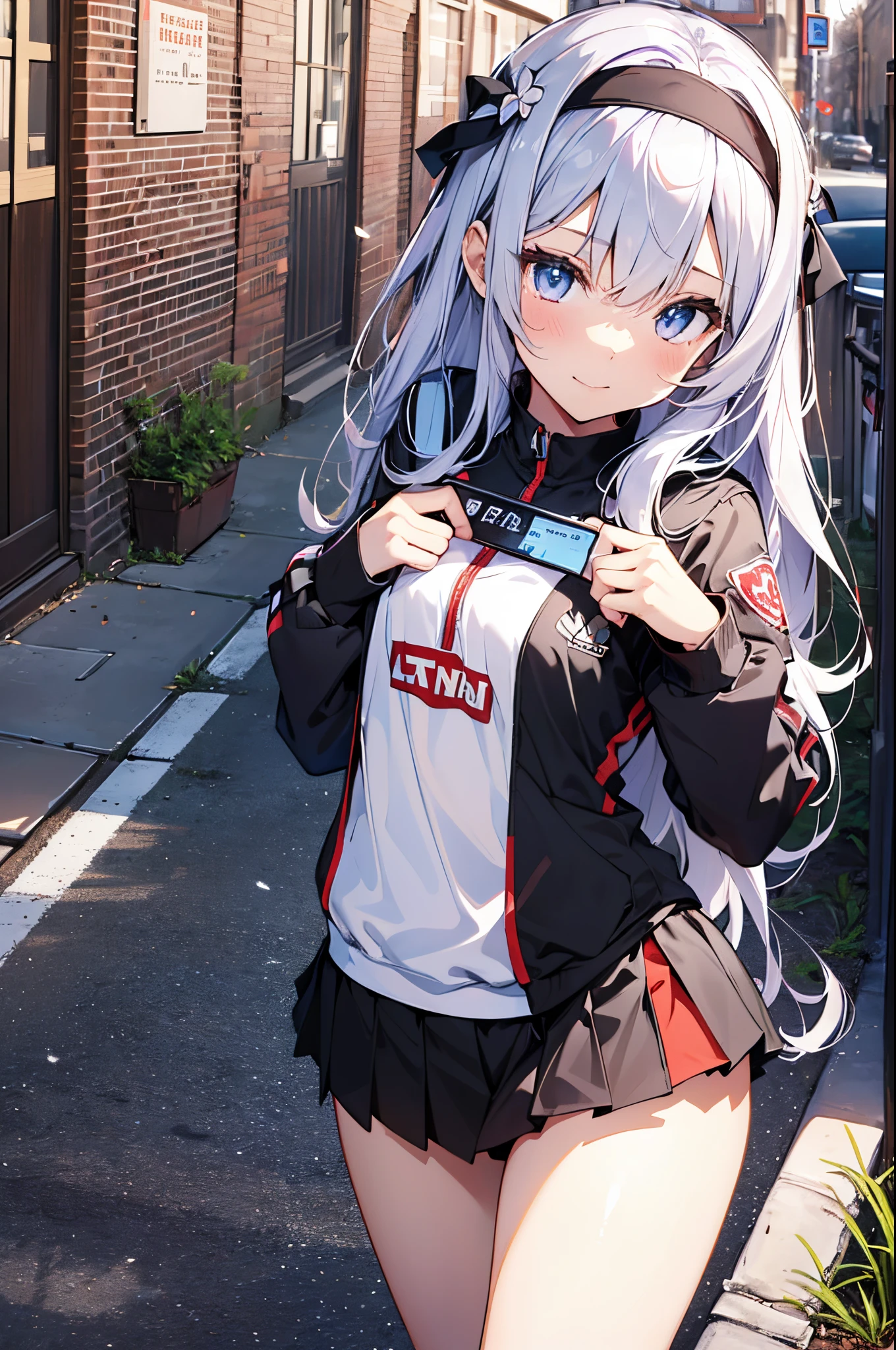 ((2D beautiful girl、4k、8k、top-quality、Perfect Finger 1.1、Perfect Anatomy 1.1、Dress perfectly、Beautiful illustration))、Blur the background、a beautiful slender girl、(Transformation Sequence)、((cheerleader style leotard))、ars 、a junictal Art、a baby face、((Straight long hairnd beautiful eyes、The best smile with visible teeth、Full Body Display、quiet schoolyard、Cute headband、