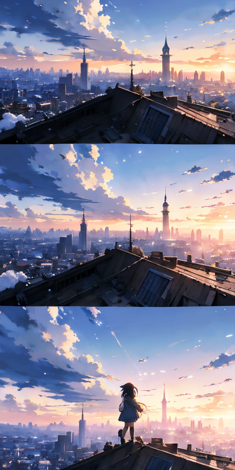Anime landscape of a city with a tower, a person walking on a snowy path, cosmic sky. By: Makoto Shinkai, beautiful anime scenes, Makoto Shinkai, Cyril Rolando, anime background art, beautiful anime scenery, anime art wallpaper 4k, anime art wallpaper 4k, 4k anime wallpaper, anime wallpaper 4k, anime wallpaper 4k, details Reinforced, perfect detail processing.