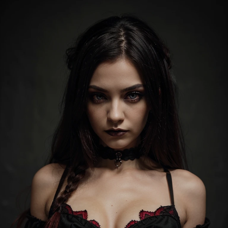 Makes a gothic look with the color of the eyes and red