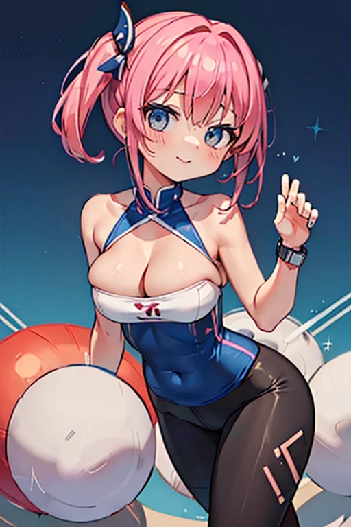 Sunset Reflection　Fitness gym　yoga matull de suor、Roupa Fitness Azul Claro　Use English character pattern　leggings rosa、Navel Ejection、 cor de rosa　Onda Shorthair、wristwatch、Seios colossais　Chicote de chicote、brincos de safira、Colares Esportivos、sovaco　sentado em、Kamimei、olhos vermelhos