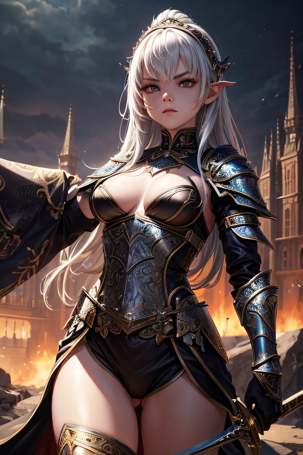 , ancient fantasy warrior, wielding a sword, highly detailed fantasy armor, evil look,,combat stance, facepaint, bodypaint, sexi, small breasts, medieval castle background, highly detailed, vibrant appearance, creative behavior, extremly detailed, imaginative, sensual, spontaneous, highest quality, skin texture, intricate details, (cinematic lighting), RAW photo, 8k, masterpiece,best quality,ultra-detailed,very detailed illustrations,extremely detailed,intricate details,highres,super complex details,extremely detailed 8k cg wallpaper,