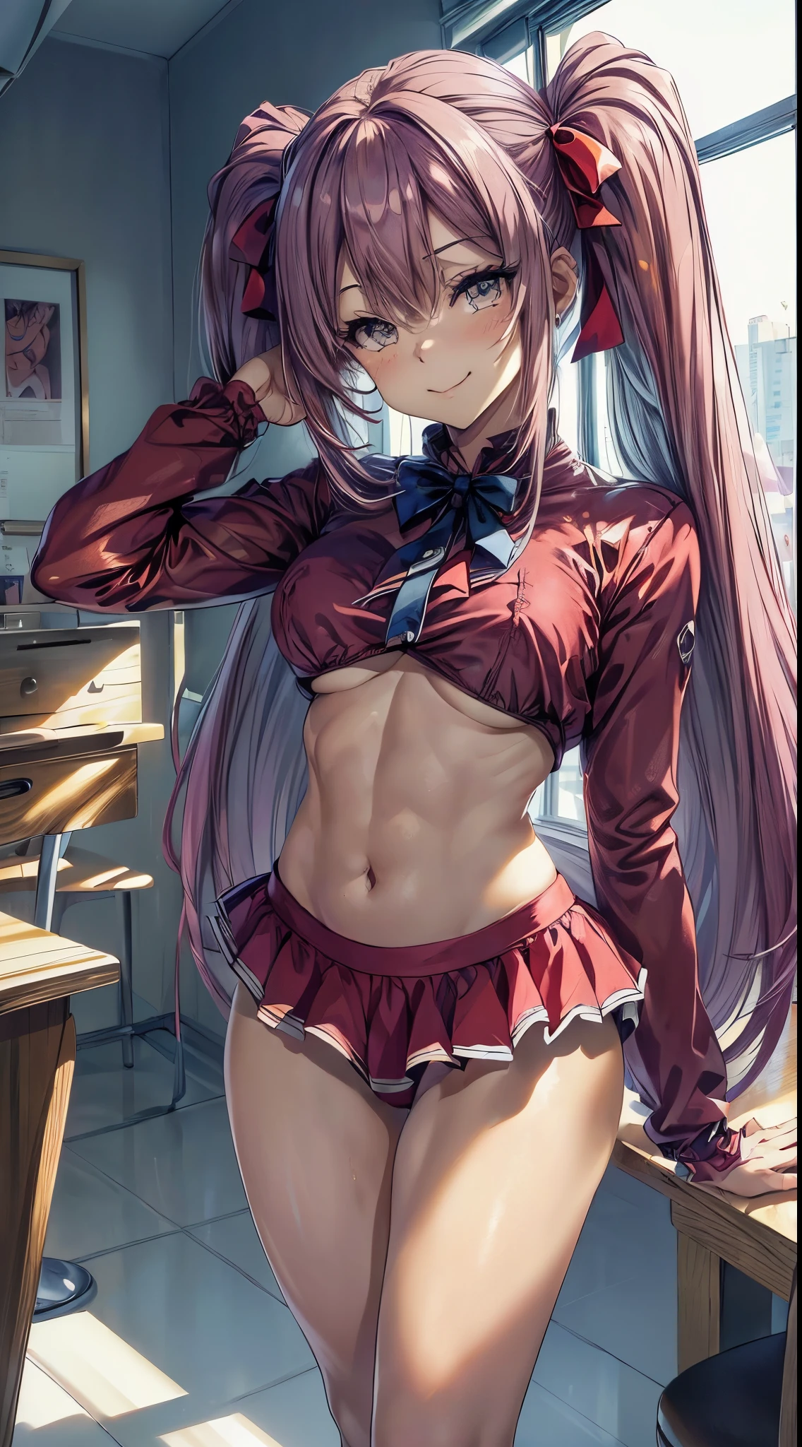 (((mediuml breasts))), uma senhora linda e fofa, vestindo uma roupa vermelha muito sexy de Papai Noel, na escola, (bunda musculosa), (cintura pequena), (Butt only), foto de corpo inteiro, (( (Ichika Amasawa))), pele branca, fitas vermelhas em seu cabelo, (((olhos amarelos brilhantes))), boa anatomia, perfect hands, (pernas musculosas perfeitas), cintura fina, muscular abdomen, usando sapatos pretos de salto alto foto do corpo)) ) , (Standing), (((olhando para mim me mostrando sua bunda enorme e musculosa))), (Cor do cabelo Magenta ), camera under the ass, Cabelos lisos, (((cabelo twintail, (olhos amarelos estendidos), anime, minimalismo, estilo anime, ray tracing, Cinematic lighting, brilhar, Artefatos JPEG, luz brilhante, raios divinos, luz de fundo, simetria, panorama, Sony FE, disco duro, master part, preciso , anatomicamente correto, Super Detalhe, best quality, disco duro, Mais alto, 16k