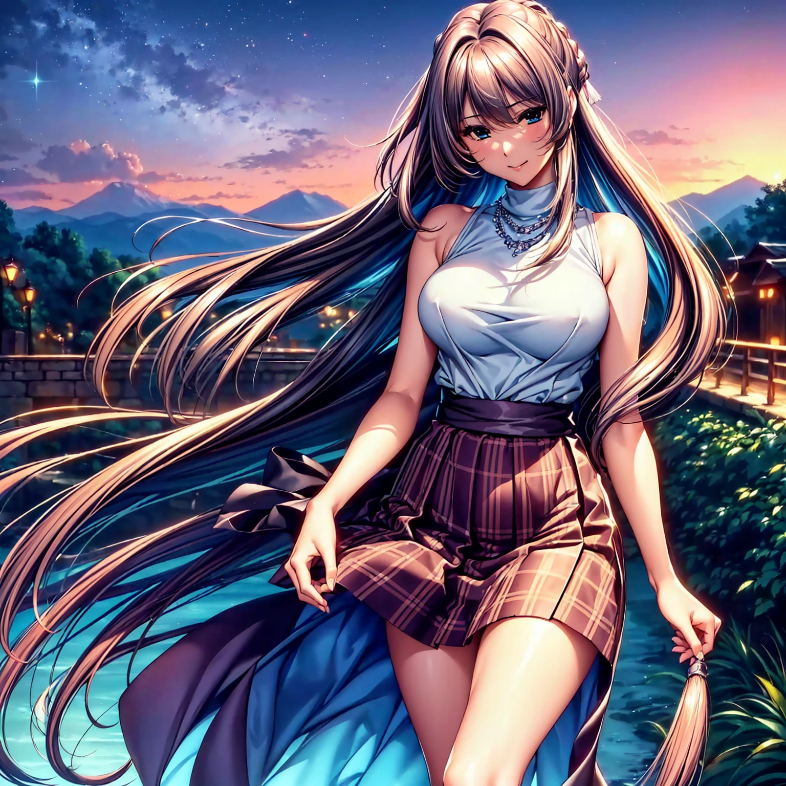 (((highest quality、masterpiece、Very high resolution、High-definition images)))、Beauty Painting、(One strong, beautiful woman:18-year-old、Beautiful body:Slender, beautiful breasts and beautiful legs、Beautiful Face:smile、eyes with strong will,Beautiful Hair)、best skin and hair texture,Realistic skin texture,realistic hair texture、((フルnude:nude,Female organ:pubic hair))、Beautiful hot springs、Beautiful sky、Natural light、Beautiful views、Stone steps、(((The wind is blowing))),Model shoot、Gravure photoshoot、Accurate Images:1.5、Accurate anatomy:1.5、Flawless images、Perfect image、Overall image、(Best Shot、Raw photo、Photorealistic)