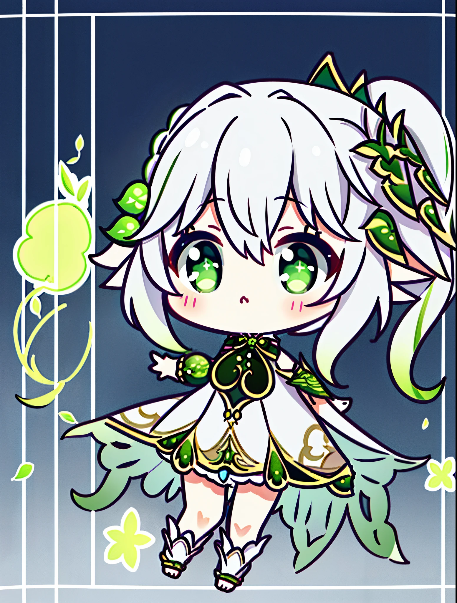 nahidadef, tchibi, full bodyesbian, white backgrounid, solid color backdrop, Background with, high detal, hyper HD