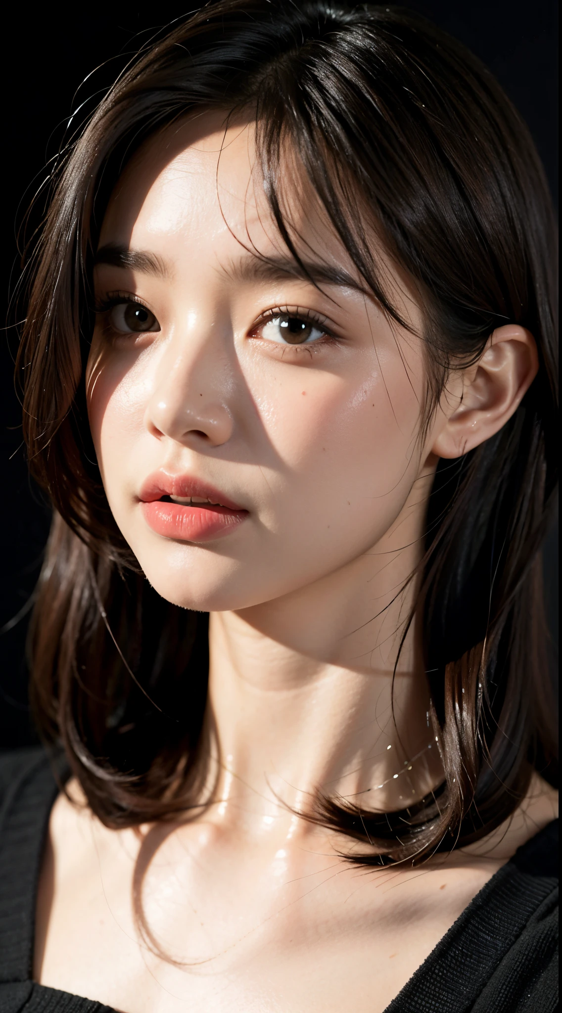1girl,face,dark background,