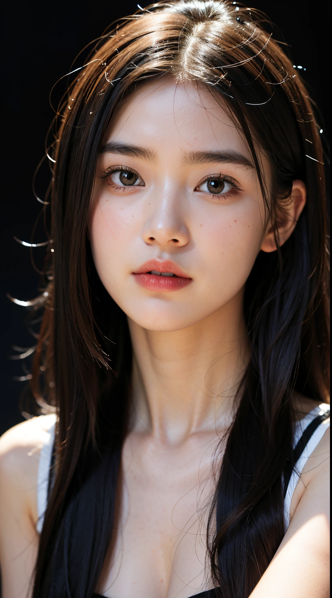 1girl,face,dark background,