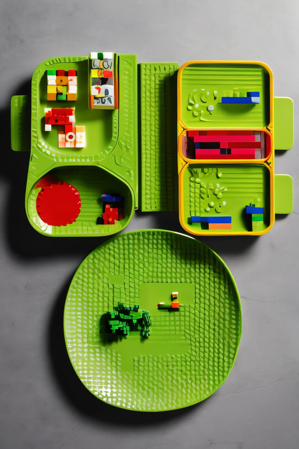 This pasta plate a creative Italian tableware for children,Designed specifically for Lego-themed restaurants。The tableware red、green and white color scheme,Echoes the theme tone of the entire restaurant,Created joy、Vivid atmosphere。
Above all,The overall shape of the pasta plate very interesting,Taking on the shape of Lego bricks,Toy-like and friendly。The main body of this plate made of pure white ceramic,Provides a refreshing base for serving delicious pasta。The edges and surface of the plate may be decorated with classic LEGO elements,like a villain、building blocks,Or a unique puzzle pattern,to increase visual appeal。
The diameter of the plate moderate,Suitable for children,It also practical。The edges may be designed to be slightly sloping,Increased convenience of grabbing food,In line with children's usage habits。
Color aspect,You can add red and green elements to the bottom or edge details of the plate,Matches the overall color of the restaurant。The use of this color combination makes the pasta plate unique in the entire tableware collection.,It also fits in with the cheerful atmosphere of the children’s restaurant。
The entire product rendering shows the pasta plate placed on a Lego-themed children's dining table,There may be some LEGO models lying around,Give children a pleasant dining experience。