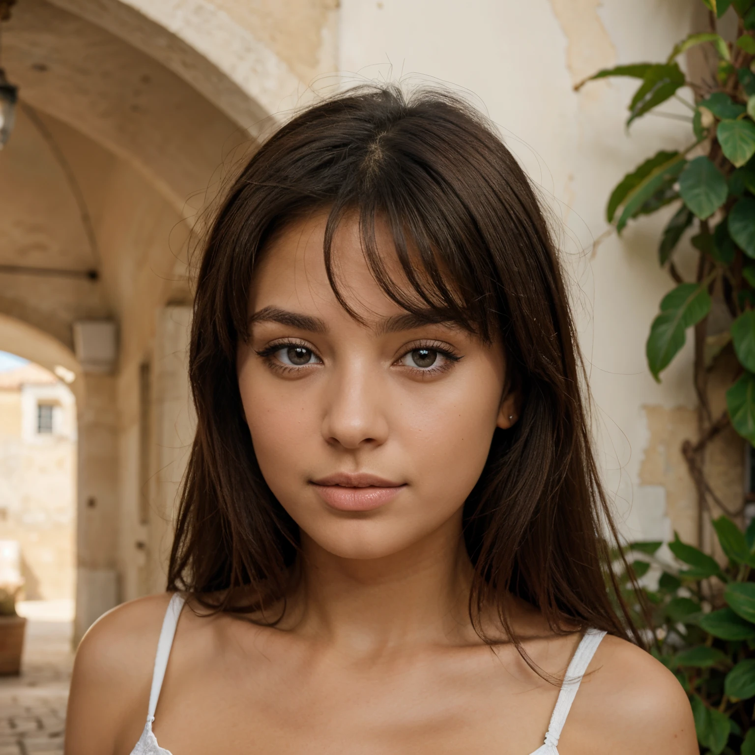 Brune yeux bleu franco-tunisienne belle poitrine