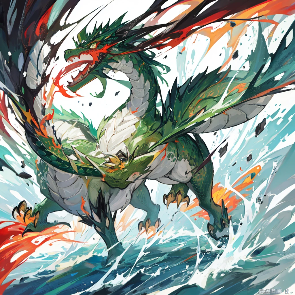 ((best quality)), ((masterpiece)), (detailed), Chinese Dragon,A green dragon,scutes,腾云驾雾