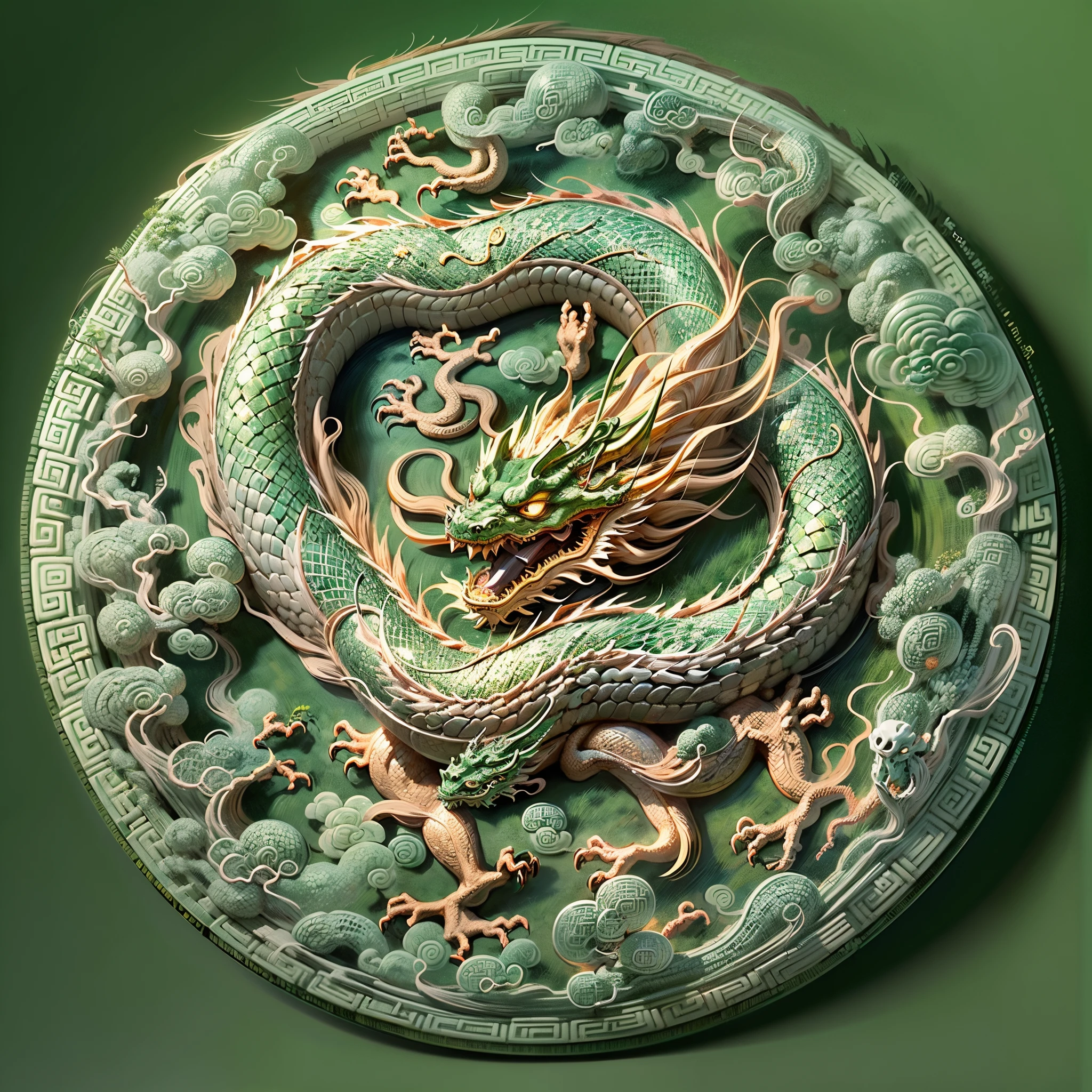 3D character rendering，((In the center of the picture，A gorgeous Chinese dragon  displayed in front of people，This dragon&#39;s scales sparkle，Wearing colorful dragon robe，Precious gems and jewels are embedded everywhere，Shimmering with dazzling light。dragon silk&#39;Body covered with exquisite embroidery，outline auspicious clouds、Gourd auspicious pattern，Showing a strong flavor of traditional Chinese culture))，((Around the dragon，Red couplets hung high on the lintel，The first couplet says &cite;golden dragon welcomes spring&cite;，The second line reads &cite;Full of blessings&cite;，dignified handwriting、neat，It means the joy and beauty of the new year。The walls of the Dragon Queen are filled with gold flowers and lantern calendars.，Reflect the festive atmosphere)), (((In Dragon&#39;the feet，A row of shiny firecrackers scattered on the ground，Smells like an explosion，It seems to be celebrating the arrival of the New Year。And next to the dragon，A group of children gathers，Holding colorful red envelopes in hand，Bless each other with smiles on their faces: 1.5), ((Chinese element background，Auspicious cloud background)), (Perspectives, first person perspective, Ghibltyle colors, Luminism, 电影灯光, hyper HD, tmasterpiece, acurate, Anatomically correct, ctextured skin, super detailing, high detal, high qulity, Award-Awarded, Best quality at best, 16k), Pop Mart blind box, 3 Rendering