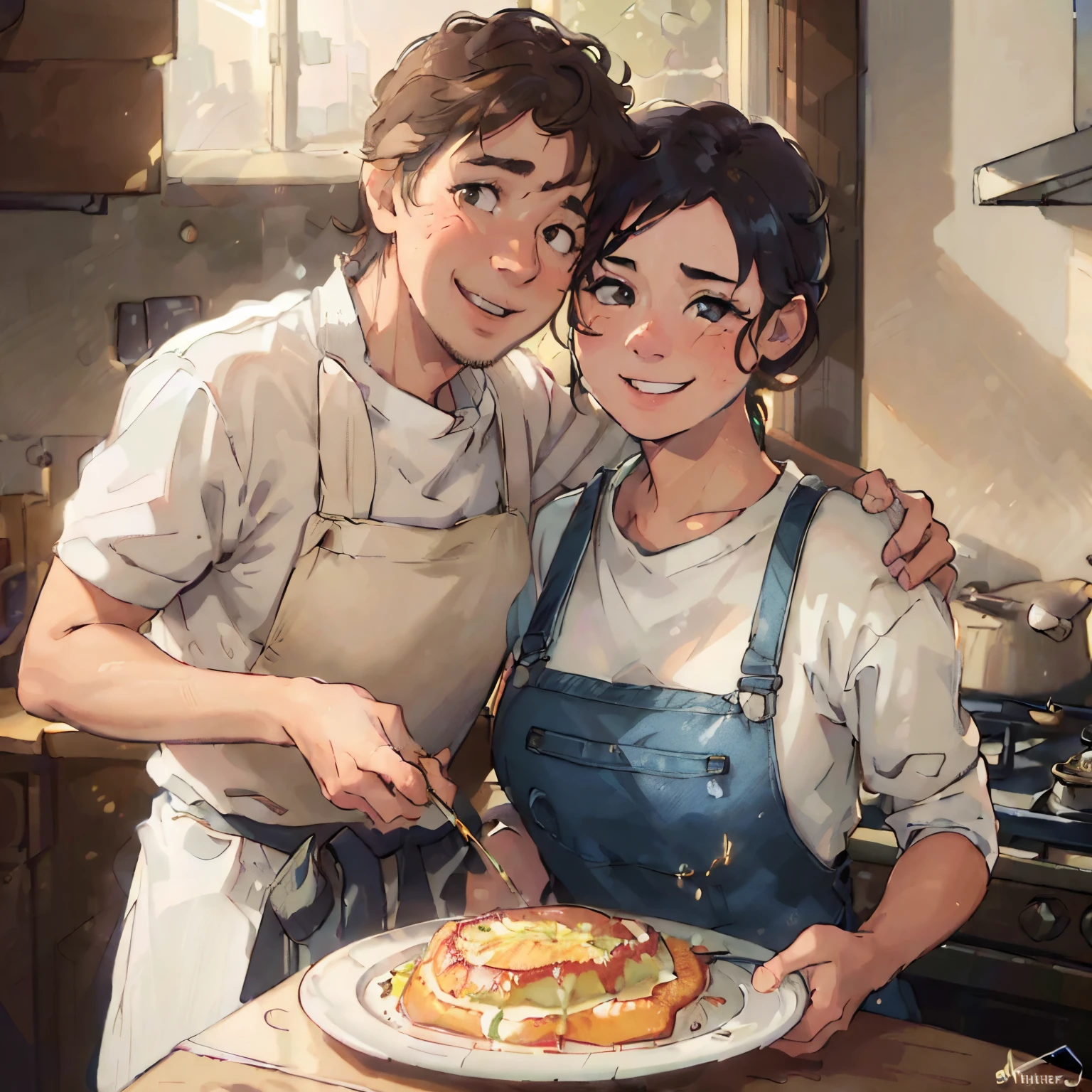 (best quality,4k,8k,highres,masterpiece:1.2),ultra-detailed,(realistic,photorealistic,photo-realistic:1.37),kitchen,selfie,man,stove,natural lighting,smiling,happy expression,warm sunlight, cooking,vibrant colors, cinematic view, breakfast,on duty,fresh looks,refreshing,joyful,morning light