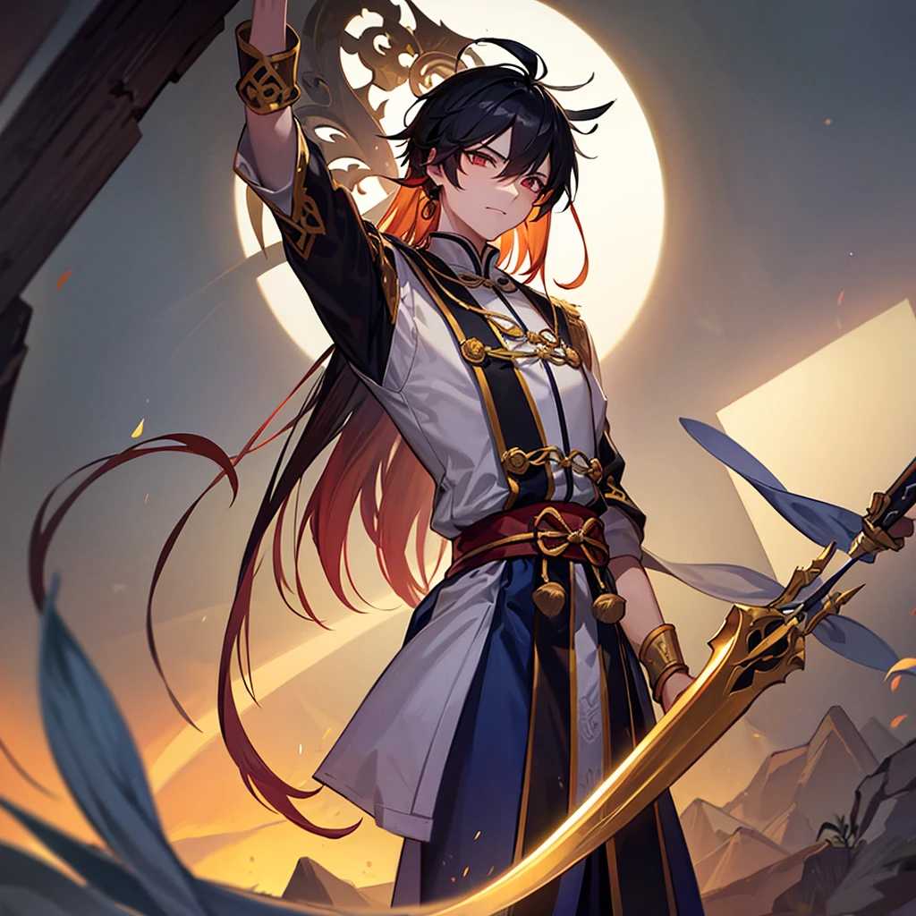 A male Taoist priest,Holding An Sword
