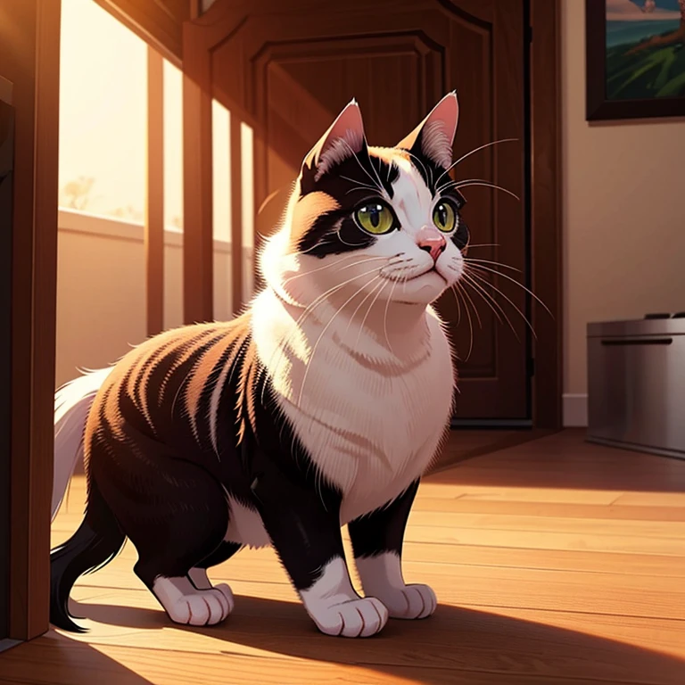 Uma casol de gatinhos no alto de uma colina vendo o por do sol