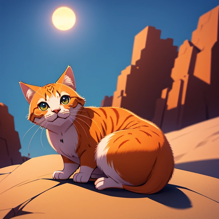 Uma casol de gatinhos no alto de uma colina vendo o por do sol