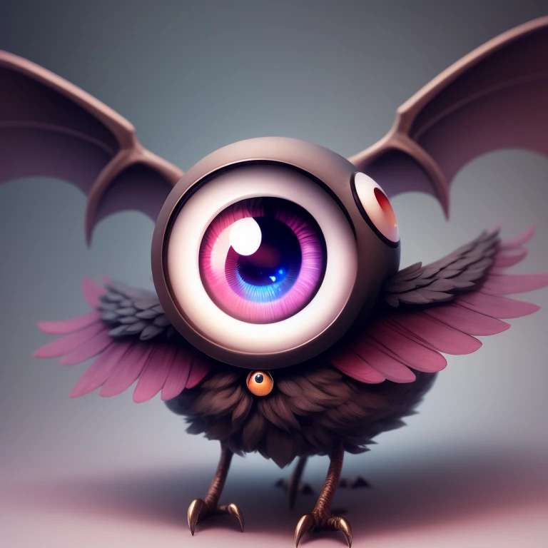 eyeball with evil wings, chibi, cute, kawaii