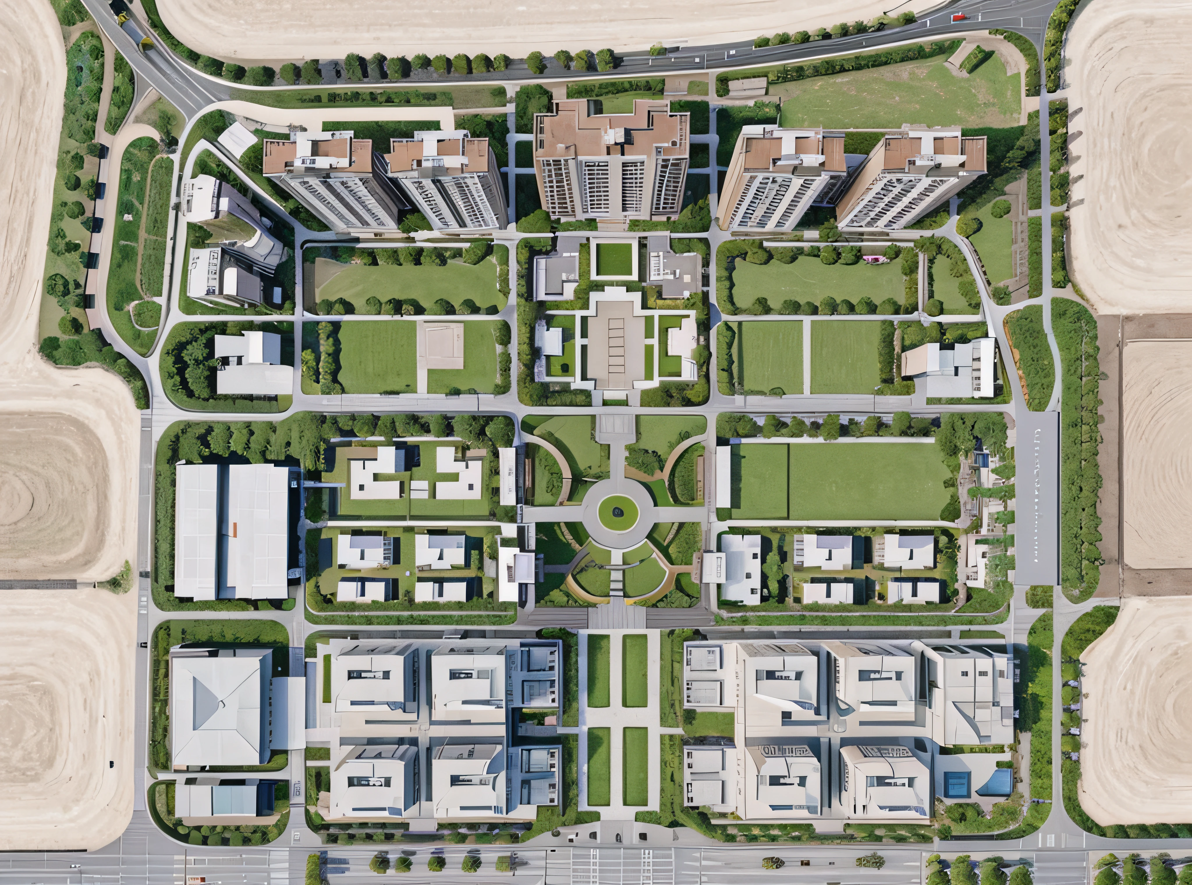 Arafed city map with many buildings and streets, barycentric division, school, Map layout, Conceptual, Plan, plans, high school, planning, Model, Detailed screenshot, Reduced view, hyper-detailing!, Digital Rendering, , flat, cutout, Hyper-detailed, hyper-detailed