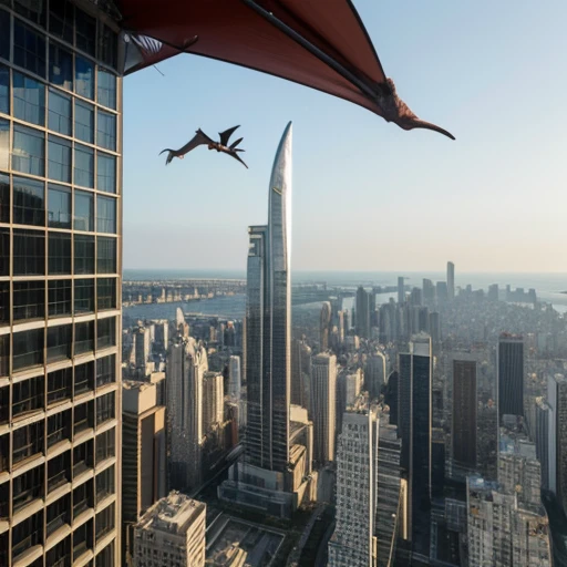 Pterosaur hits high-rise building,Pterosaurs bring down tall buildings