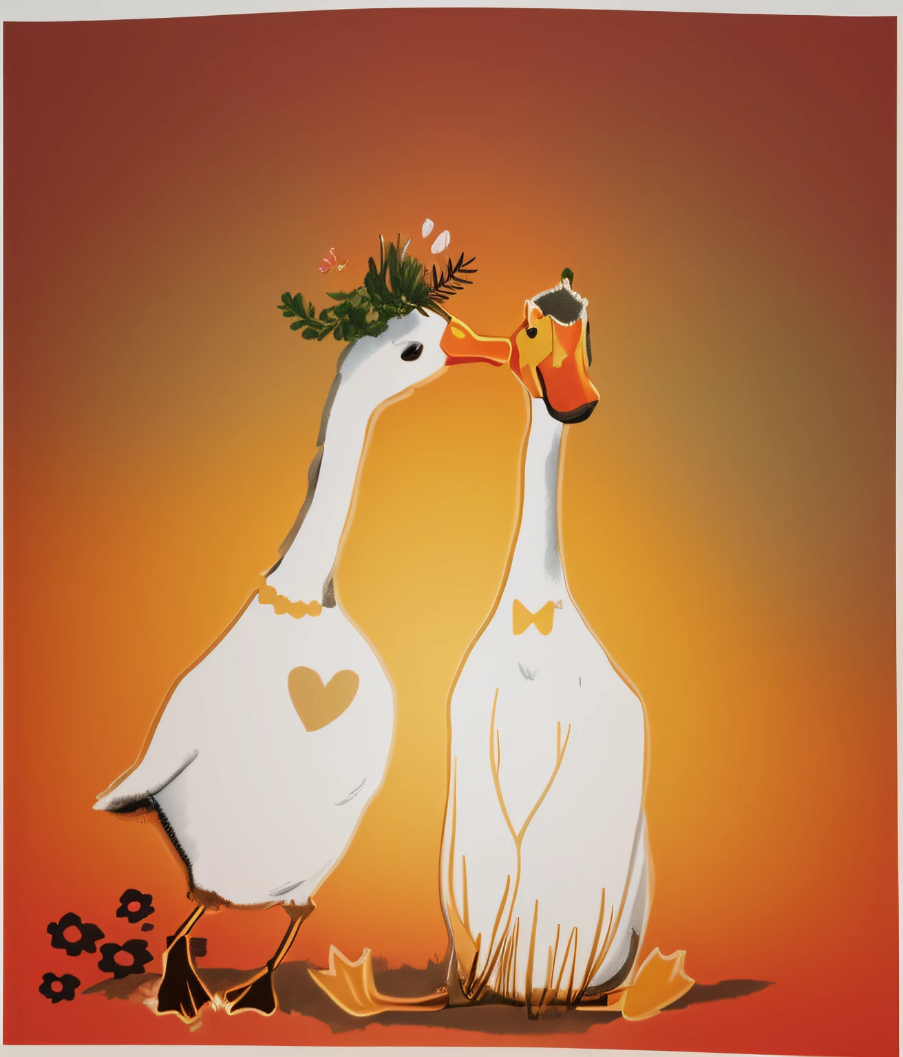 there are two ducks that are next to each other, they are in love, Lovely couple, Ganso, They are close to each other, Directed by: Jacob Duck, casal feliz, patos, aw, Amoroso, Directed by: Zsuzsa Máthé, funny illustration, Directed by: Ilka Gedő, ganso bonito, illustration!, beijando juntos fofos, Ganso