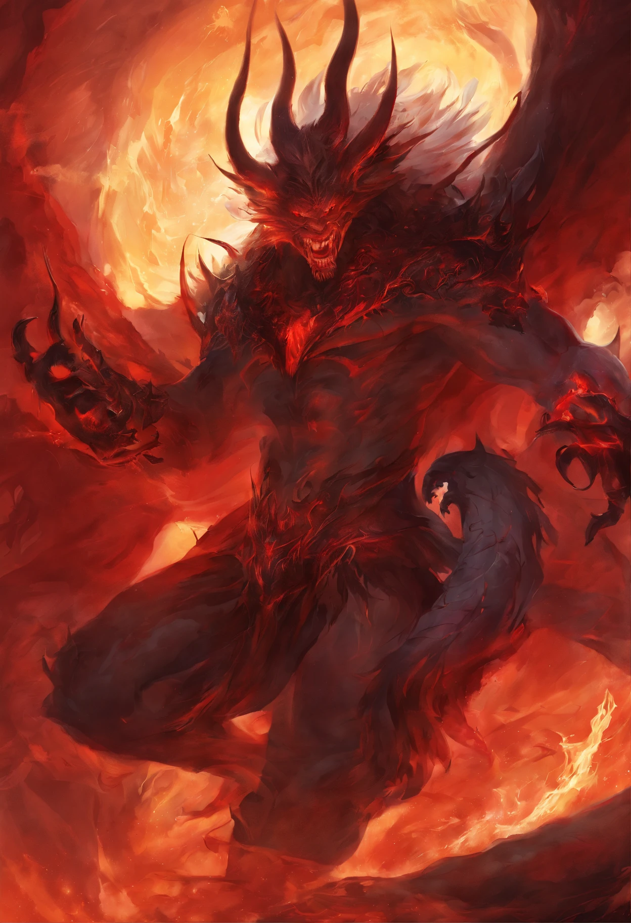(Messenger from hell:1.4),hell,magma,The whole body wrapped in red flames,(Look up at the perspective:1.4),((Super huge, Thick and sharp giant claw-like scales))),(((The scales are covered with thick barbs)))((Super thick and scary scales)),covered all over the body,((bloodthirsty demon man)),(charging up:1.4),Ugly face,closeup cleavage,Lightning streaked across the sky,(((A thick sea of clouds rolls beneath my feet))),(blood all around),((Blood dripped from between the paws)),(solid:1.4),artworks,ultradetailed,4K分辨率,high high quality,电影灯光,High picture detail,Detailed pubic hair,epic shooting
