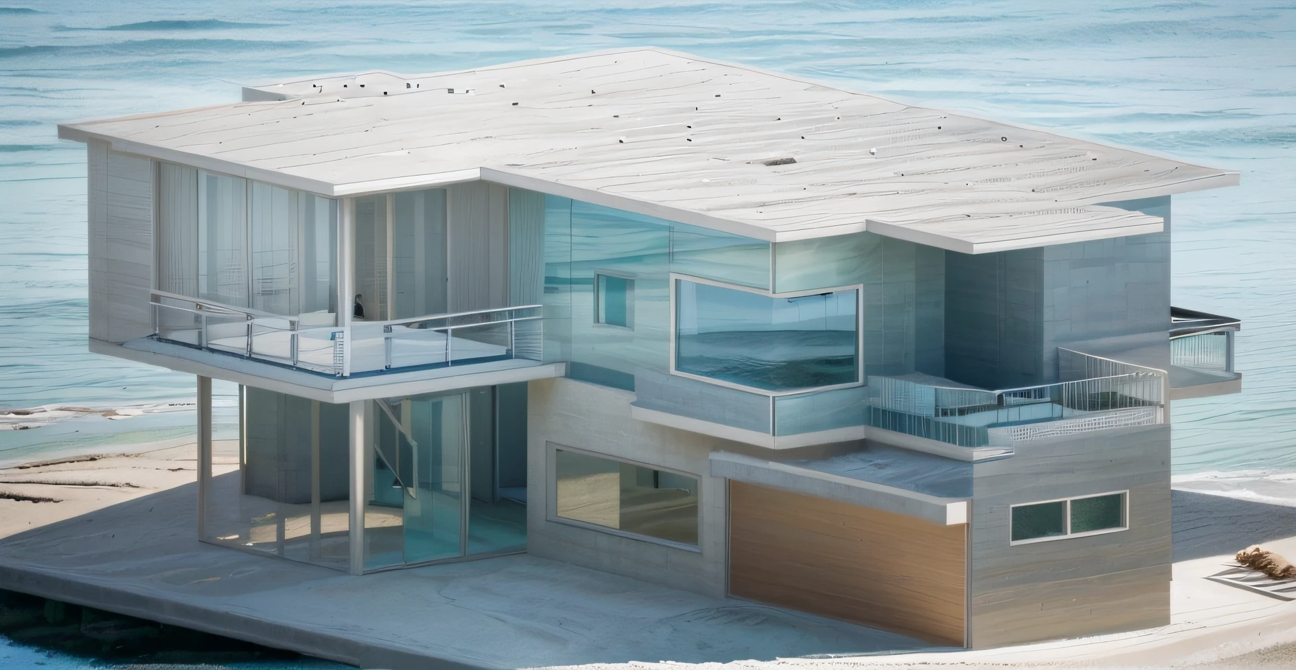 Modern coastal construction,Sunlit spaces,Nature integration,Coastal materials,Sea-inspired architecture,Modern design
