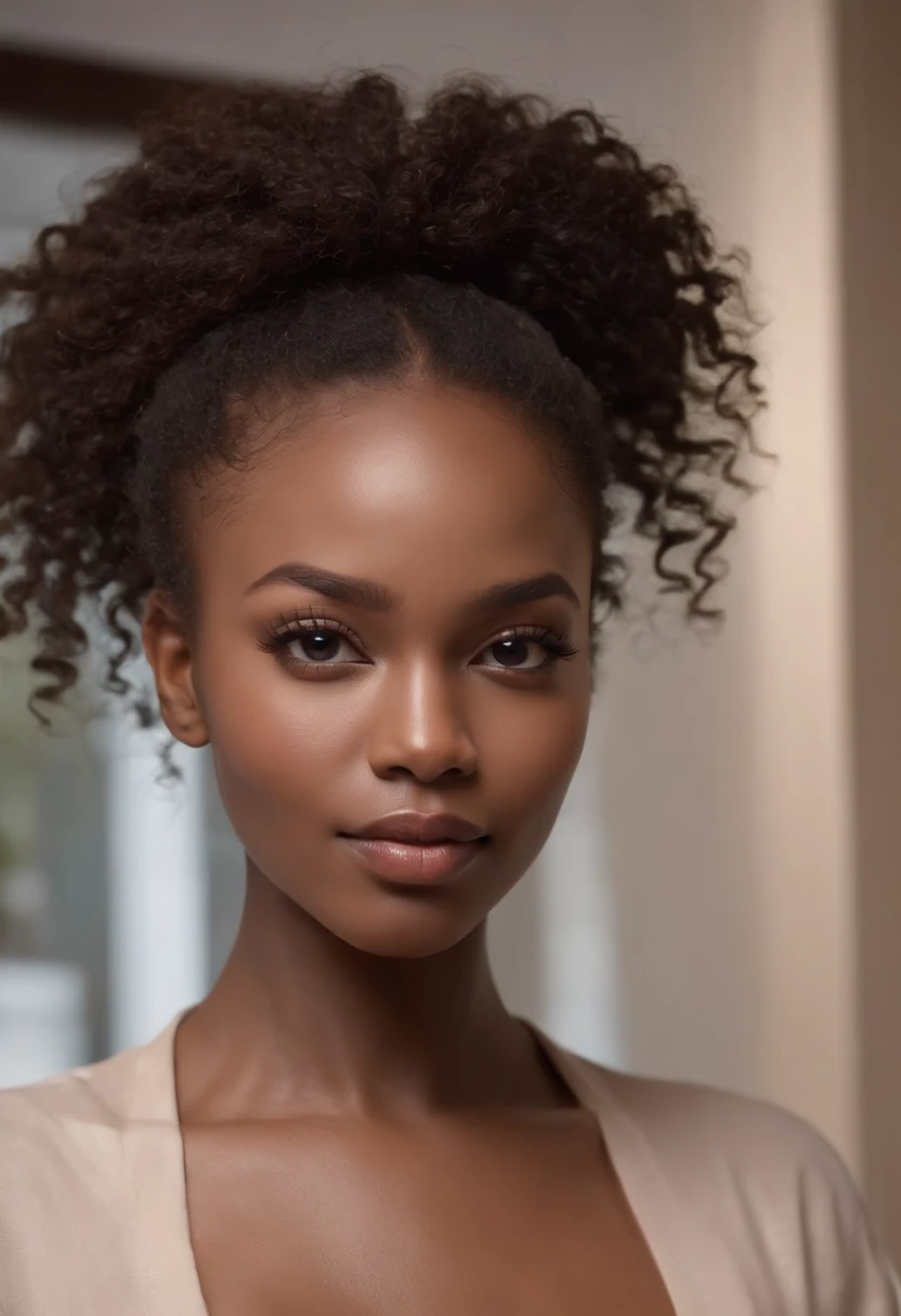 ((Dark African skin, Very deep ebony skin)), ((Its beauty undeniable)), ((Excited cute face)), ((Hyper detailed perfect eyes,)), ((pose mignonne)), ((Langue sortie)), ((Seductive )), sexy, (( baggy clothes)), ((Afro ponytail with long African curly hair,)), (( peau)), ((debout, vue de face)), ((toucher ses propres jambes dans une pose sexy)), ((kitchen, cooking)), Sharp Focus CGI, photoreallistic, High detail, Realstic, Masterpiece, absurdes, Best quality, Hdr, High quality, high-definition, Extremely detailed, 8k wallpaper, Intricate details, 8K UHD, Full-HD, (photo realist:1.2), contraste, intense illumination, lighting cinematic, natural lighting, veilleuse, Nuit, Illumination globale, Ambient occlusion in the kitchen, a la piscine African women、Female sexy、a smile、baggy clothes in the kitchen、sodden、She's cooking