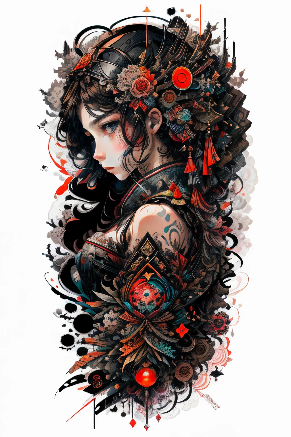 official art, unity 8k wallpaper, ultra detailed, beautiful and aesthetic, masterpiece, best quality, (zentangle, mandala, tangle, entangle), (fractal art:1.3) , 1girl, extremely detailed, dynamic angle, cowboyshot, the most beautiful form of chaos, elegant, a brutalist designed, vivid colours, romanticism, by james jean, roby dwi antono, ross tran, francis bacon, michal mraz, adrian ghenie, petra cortright, gerhard richter, takato yamamoto, ashley wood, atmospheric, ecstasy of musical notes, streaming musical notes visible