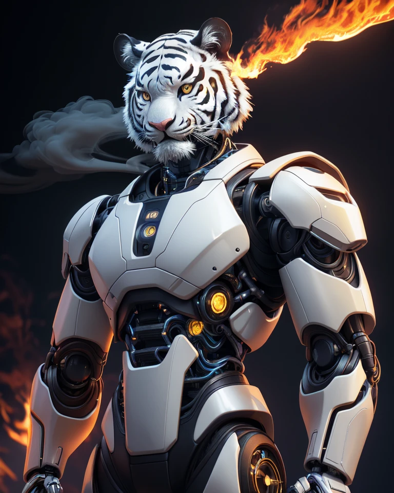 On the E621, Ruan Jia, Pinodeheni, hairy pubic, Humanity, droid(White Tiger:1.4), 1 male robot, Teenage blonde (cybernetic faces:1.4), tilt, Front view, shoulder breakthrough
((metal reflection fire, large flames, Foggy sections, Smoke and dark background)), Cinematic, Atmospheric, 4K, Luzes Realistas, Taken with a Hasselblad camera, ZEISS lens, 50 mm 1.2 lenses, octaneratingrendering, hyper realisitc, Luzes Realistas, realisticlying, photographrealistic, unreal-engine, The  very detailed, Complicated details,  solo portrait.