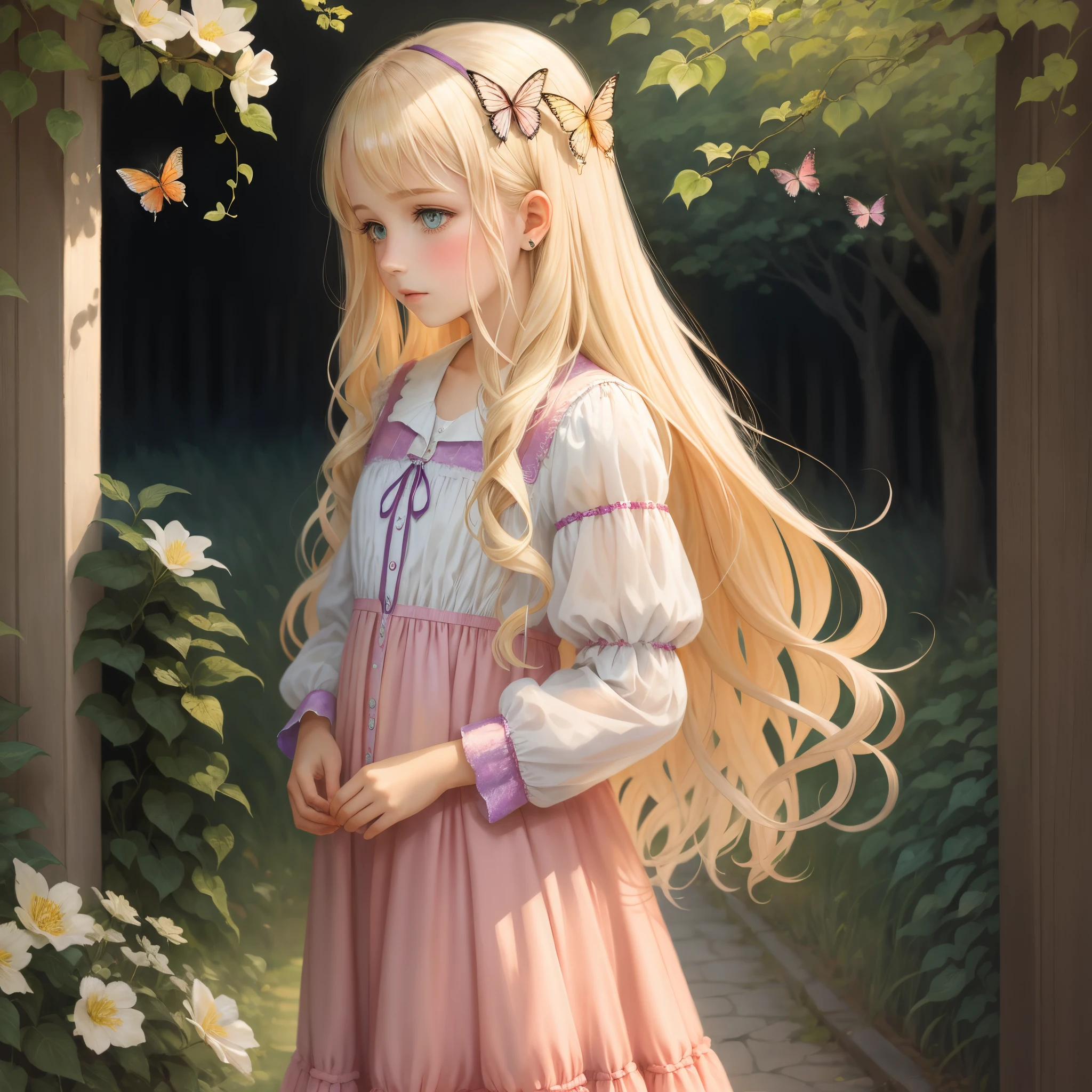 butterflys々Feathers of teens girl portraitures shiny long hair blonde the girl in the photo above another variation