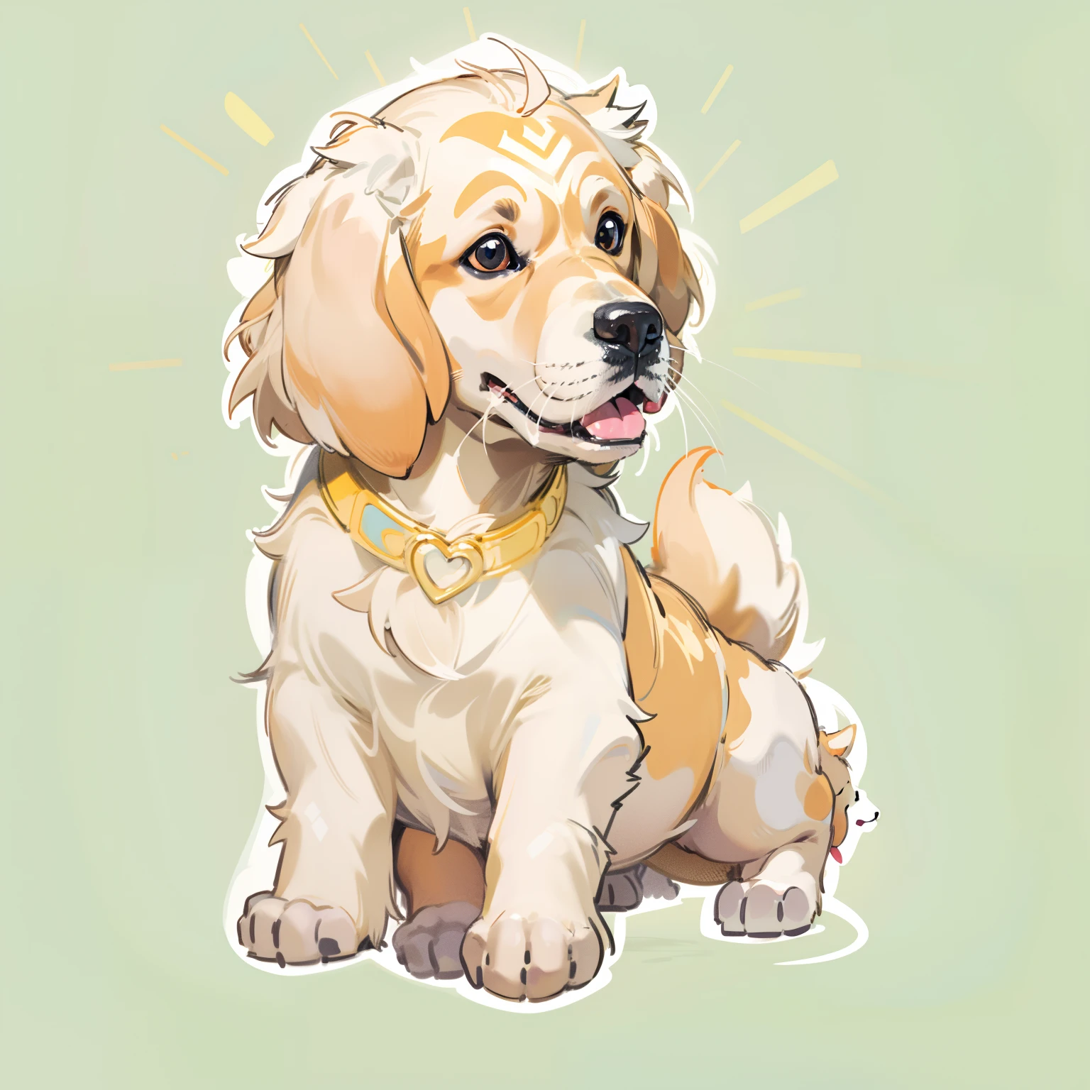 One sticker,Golden Retriever Touring Hound, Juvenile years,cute big breasts, o cachorrinho, ,white backgrounid, 1 dog,