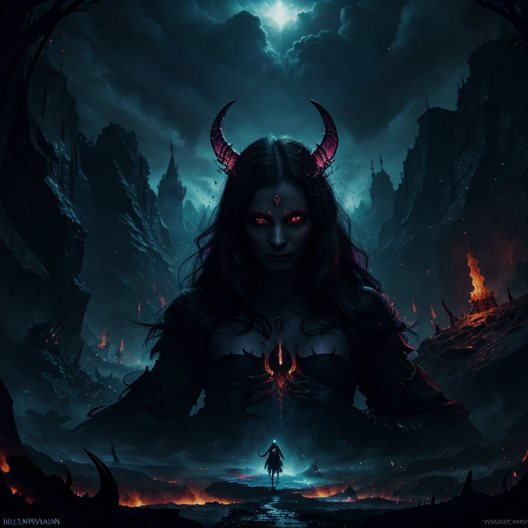 Dark shadows, the dark underworld in hell. fantasy art, dark, , vibrant, colorful, hyper detailed, vapor, beautiful, radiant, magical, cosmic with hellish deamonic creatures