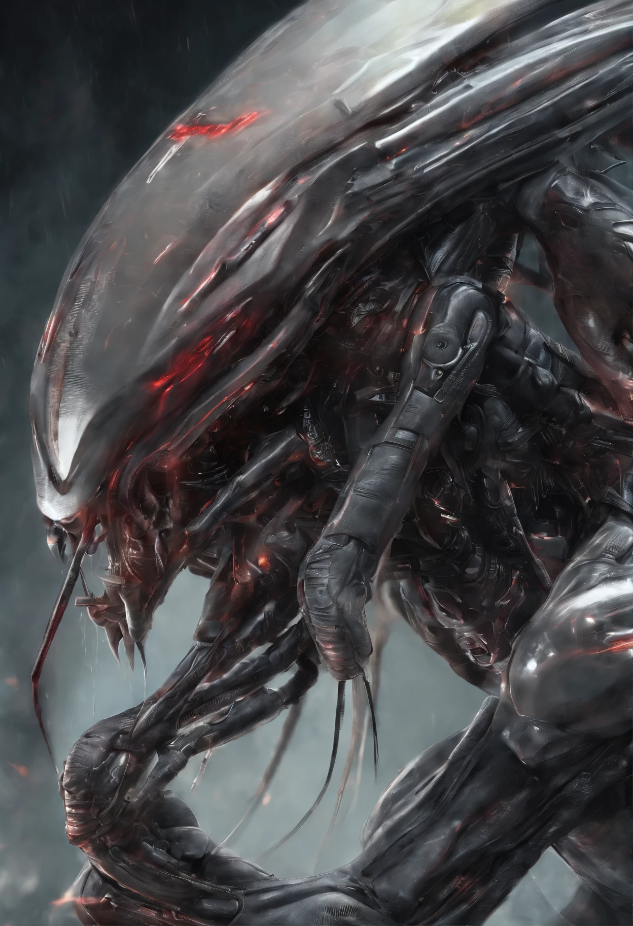 Alien invasion,invasive insect scorpion,Hair has grown a lot,Incredible,blood vesurderoull body like,combats,The city was destroyed,a true,Facial features are carefully drawn,realistic skin textures,Dark style,depth of fields,to emphasize,Real light,ray traycing,oc rendered,hyper realisitc,Best quality,8K,artworks,ultradetailed,Detailed pubic hair,Correct anatomy,focus on eyeokeh,Facial features are carefully drawn