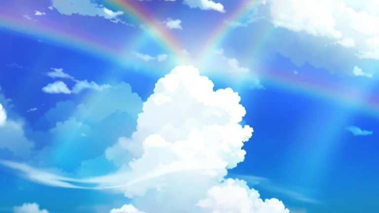There a rainbow in the sky,There a rainbow in the background, Bright rainbow rain clouds, Beautiful floating clouds. Japanese cartoon, rainbow background, Rainbow Ofanimu stills, Elegant rainbow rain clouds, Anime Cloud, Colorful anime movie background, Anime Sky, rainbow in the sky, luminous sky heaven background, anime backgrounds, Rainbow clouds, paradise background, anime movie backgrounds