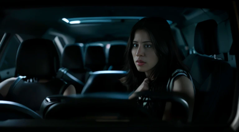 Ms. Fader sitting in the car,Place your hands on your face, Still from live-action movies, movie still of the alien girl, Scenes from live-action movies, movie frame still, screenshots from movies, The movie still very tiring, stills from movies, Still in the movie, Still in the movie, award winning movie still