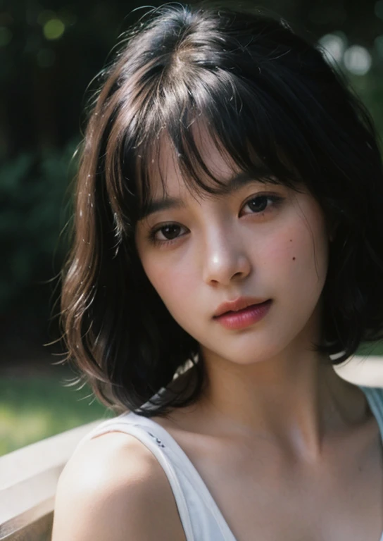 Full body dress,Unripe, (polaroid, Looks like it was taken with a Polaroid camera:1.1), Woman running, 25 I, (Bangs Hair:1.2), (Cyberderrick Hair, Spiral Curl Hair:1.36),Faint lips, Cowboy Shot,You can see the night view,her peaceful expression and gentle breathing create a calming atmosphere,, Natural Skin Texture, Hyper-Realism, nffsw, hyperdetails, Unripe, Photorealistic, Best Quality, hight resolution, Realistic, 8K, Caustics, Dinamic Light, Beautiful and delicate lips, Delicate fingers, Detailed pupil, Real Human Skin,a park