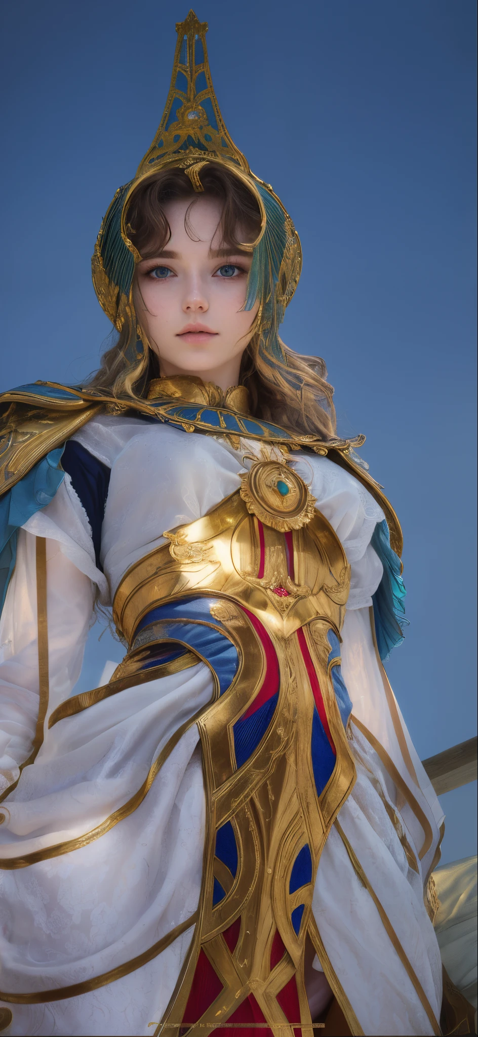 photo of a 17 years old european girl, RAW, beautiful woman, (extra long wavy blonde hair), ((portrait)), ((detailed face:1.2)), ((detailed facial featureinely detailed skin), pale skin, naked, wrapped in sheet, bedroom environment, lying on bed, (cold colors), damp, moist, reflectionasterpiece) (perfect proportion)(realistic photo)(best quality) (detailed) photographed on a Canon EOS R5, 50mm lens, F/2.8, HDR, (8k) (wallpaper) (cinematic lighting) (dramatic lighting) (sharp focus) (intricate) fashion, from above