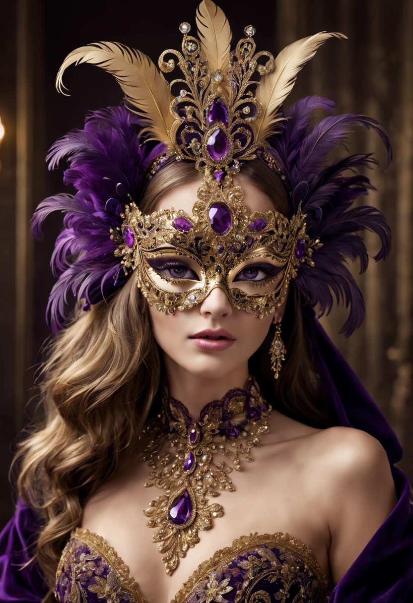 (best quality,highres,masterpiece:1.2),luxurious Christmas mask,beautifully crafted mask,golden accents,detailed design,glimmering decorations,exquisite materials,embellished with crystals,elaborate feathers,sparkling gemstones,meticulous craftsmanship,intricate patterns,ornate decorations,lavish embellishments,opulent colors,elegant lace trim,elaborate filigree,touch of glamour,festive and extravagant,rich textures,dazzling display of opulence,luxurious velvet fabric,extravagant silk ribbons,shimmering sequins,royal purple and gold color scheme,radiant and stunning,gorgeous and decadent,charming and enchanting,mesmerizing and alluring,eye-catching and sophisticated,unforgettable and glamorous.