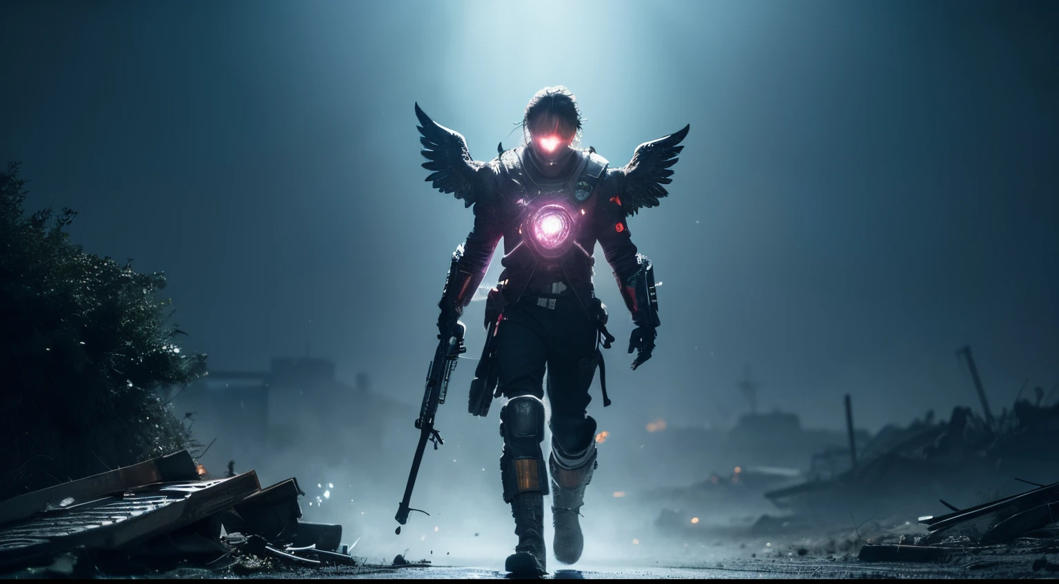 Cosmic cyberpunk fallen angel in neon mecha armor, inferno, funken, flamme, Flammenschwert, leuchtende Lichtaugen, Biomechanisch, unheimlich, gruselig, albtraumhaft, Sehr knallige Neonfarben, Lichtteilchen, cyberpunk, mit leuchtendem Licht, , Rauchpilz, Gewinner des besten Fotos des Jahres, Die Welt in Flammen, Post-apocalyptic hellscape military photography, Foto-Epos des Jahres, Feuer am Horizont, Epische Filmaufnahme, Reinform, Komplizierte Details, 8K-Postproduktion, high resolution, Super detailliert, Auf ArtStation im Trend, Scharfer Fokus, Studio-Fotos, Komplizierte Details, sehr detailliert, von Greg Rutkowski, Mshiff, wallpaper art, UHD-Hintergrundbild, tilted head