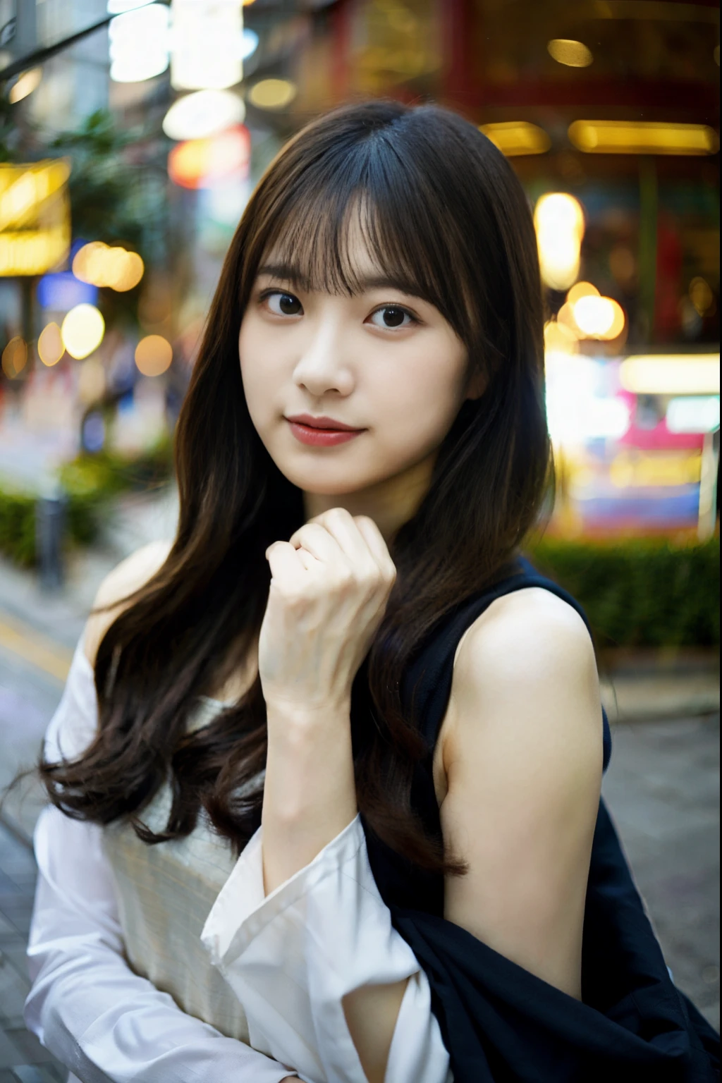 A world-class professional photographer uses SONY α7 III, Photographed with FE 16-35mm F4 ZA OSS, Best quality, masterpiece, ultra high res, (photorealistic:1.4), raw photo, 1Japanese so cute girl, inside cafe, long hair, (8K、Raw photography、top-quality、​masterpiece:1.2)、(realisitic、Photorealsitic:1.37)、ultra-detailliert、