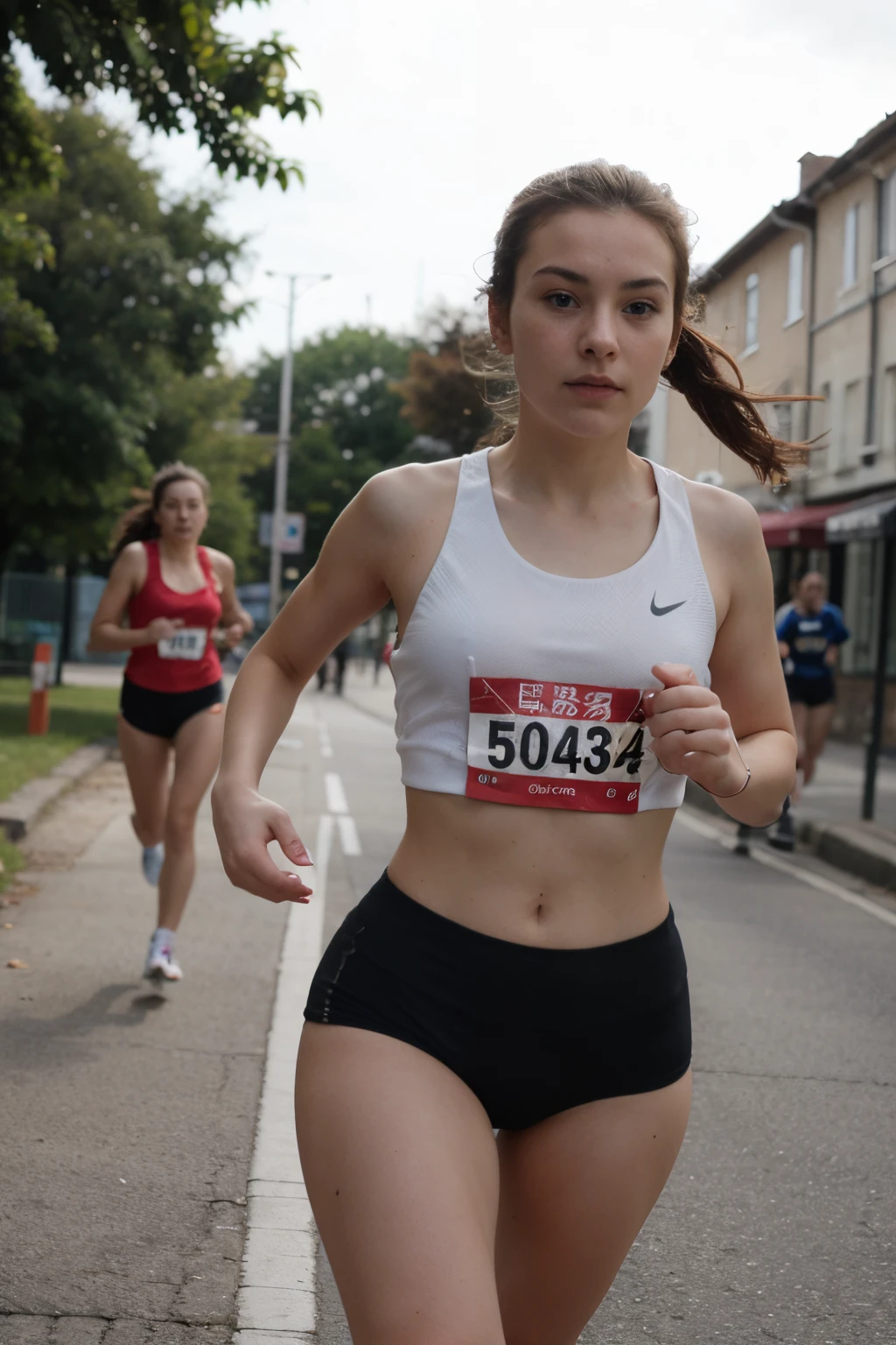 photography of a 20yo woman, perfect face, sportive running