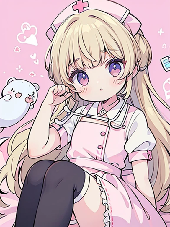 panoramic view, portrait head to feet view, soft pastel colors stick figure, highly detailed 1 girl lovely nurse at medical hospital in background, lolita nurse dress accessories Stethoscope, Bandage, Thermometer, syringes, detailed five fingers on each hand, 2 hands, 2 feet, knee white stocking, Une fille long cheveux lisse dans le style 90's anime vintage, its fine ink line art, comic style, of the anime girl, cute face, big eyes long lashes, kawaii style accessories cute sanrio resin charms, hair accessory, ruffle, bow, cute bear, soft warm inviting, pastel light yellow light pastel blue light pastel pink colors, illustration in the style of omiso and menhera lolita on Twitter, lolita glam, art by hareroom1 on Twitter, beautiful line art, stickers in different frame of nurse in hospital, pastel comic style, manga style, manga art style, pencil and ink caricature drawing,  palette colors, flat colours, detailed, attention to detail, 8k, non-cluttered, beautiful