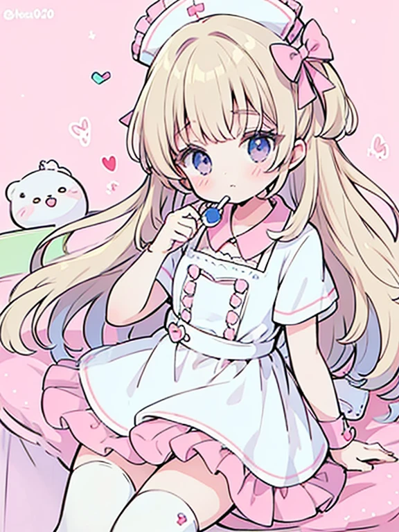 panoramic view, portrait head to feet view, soft pastel colors stick figure, , its fine ink line art, comic style, of the anime highly detailed 1 girl lovely nurse, ta nurse dress, detailed five fingers on each hand, 2 hands, 2 feet, knee white stocking, Une fille long cheveux lisse dans le style 90's anime vintagecute face, big eyes long lashes, kawaii style accessories cute sanrio resin charms, hair accessory, at medical hospital in background, accessories such as detailed white Stethoscope, detailed cute Bandage, detailed Thermometer, cute pink syringes, ruffle, bow, cute bear, soft warm inviting, pastel light yellow light pastel blue light pastel pink colors, illustration in the style of omiso and menhera lolin Twitter, lolita g art by hareroom1 on Twitter, beautiful line art, stickers in different frame of nurse in hospital, pastel comic style, manga style, manga art style, pencil and ink caricature drawing, palette colors, flat colours, detailed, attention to detail, 8k, non-cluttered, beautiful
