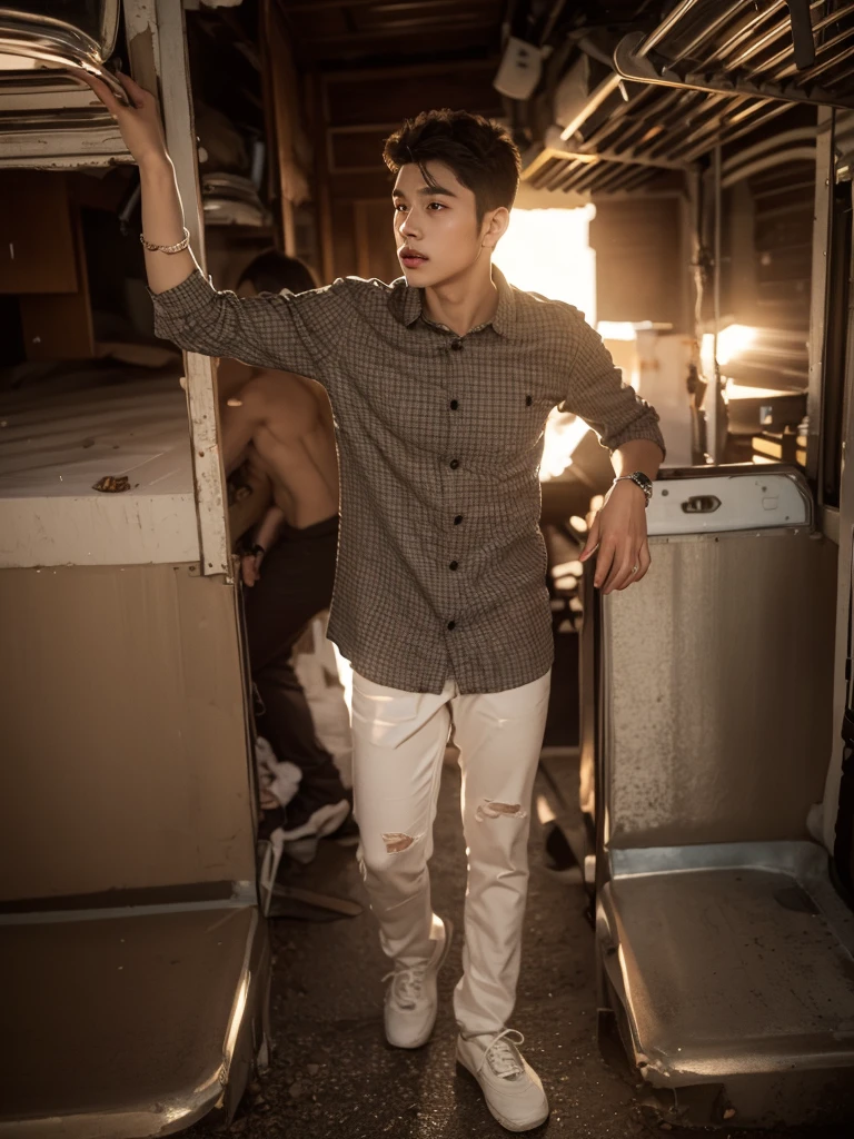 Change the background the beautiful place & background lighting handsome boy cute boy arealistic face hd photo ultra high quality 4k