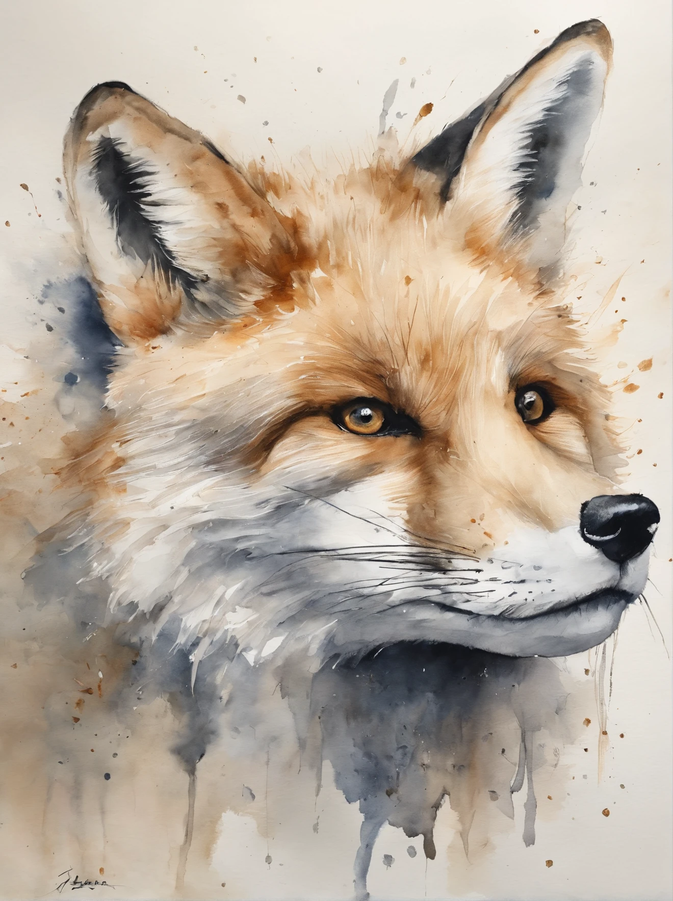 Traditional chinese painting，artistic conception，（（（Oyuknow cover）），white fox，closeup cleavage，8K分辨率，Super meticulous