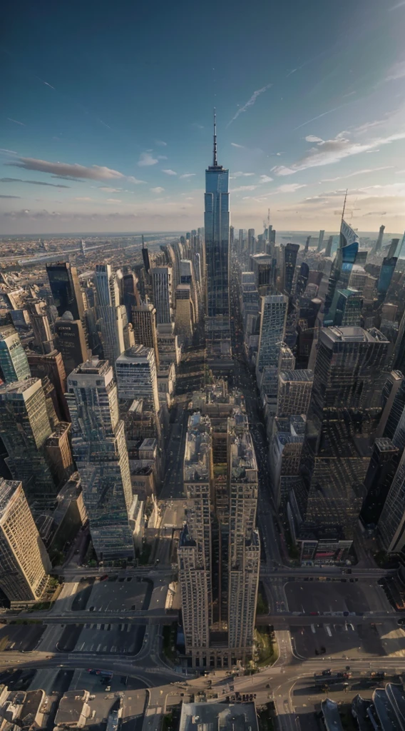 (best quality,4k,8k,highres,masterpiece:1.2), ultra-detailed, realistic:1.37, sitting on a skyscraper, observing the bustling city, vibrant colors, dynamic lighting, cityscape, tall buildings, busy streets, people in motion, detailed architecture, intricate shadows, urban landscape, stunning aerial view, breathtaking perspective, modern metropolis.