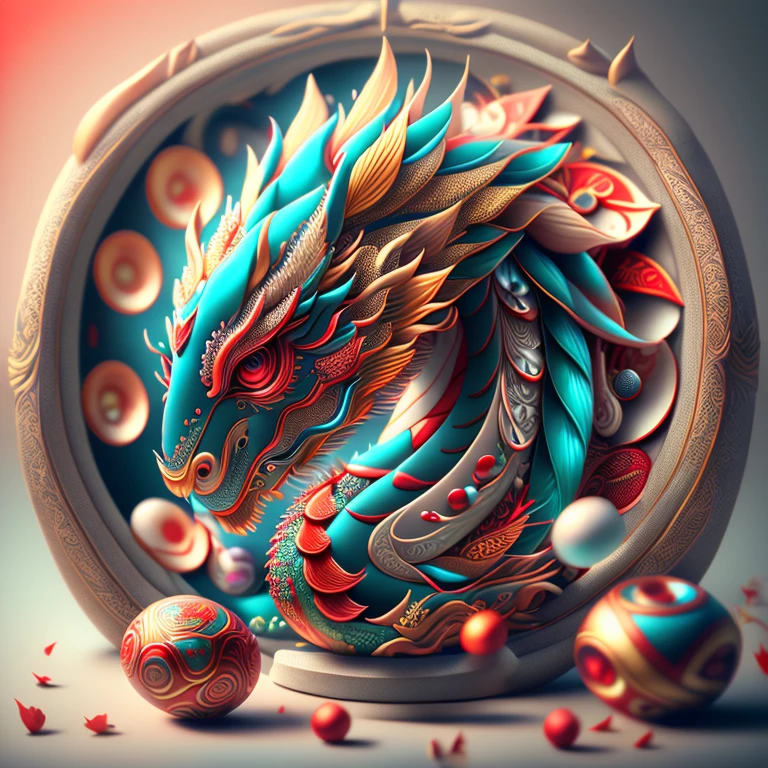 Full scene. Main subject: Chinese dragon and Chinese dragon and more Chinese dragon. Details: Chinese ornamentation, capsuled, pills, highly capsuled, trend on behance 3 d art, stunning Chinese artwork, extremely high quality artwork, beautiful artwork, colorful hyperrealism, beeple colors, red, brown, grey, (best quality,4k,8k,highres,masterpiece:1.2),ultra-detailed,(realistic,photorealistic,photo-realistic:1.37),HDR,UHD,studio lighting,ultra-fine painting,sharp focus,physically-based rendering,extreme detail description,professional,vivid colors,bokeh. Attention：Original art by Tupu.