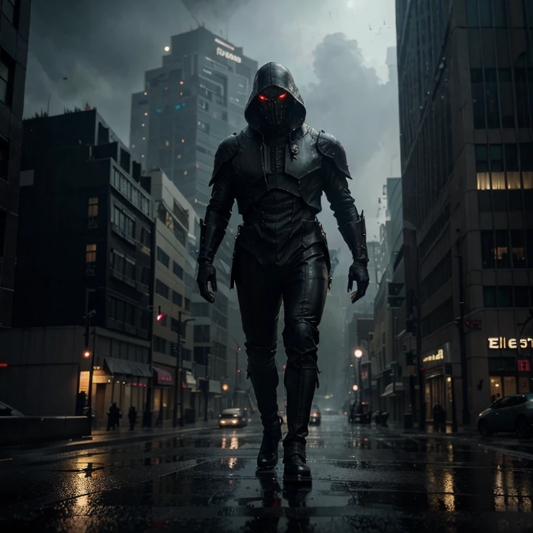 It can't rain all the time. A Photorealistic Hyper-Detailed Rendering Sinister and dark colored ,a huge giant highrise alien creature walking over the city City Ruined by , Dark Fantasy, Eerie yellow Ambience, Unreal Engine 5, horror, high resolution, detailed digital art, painting by Vladimir Manyuhin, Greg Rutkowski, and Anne Stokes, unreal Engine, 8k