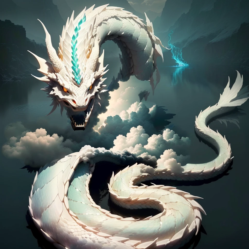 Thick white clouds and fog cover