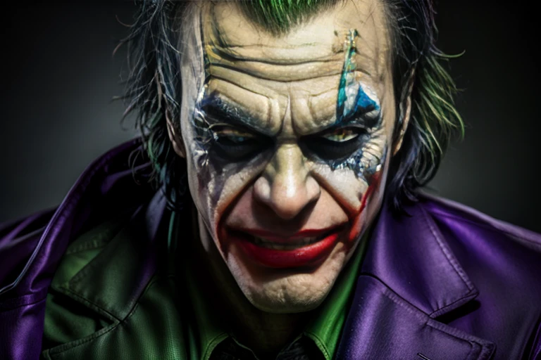photo portrait of (Joker as Hulk)), (angry:1.4), , diffuse lighting, natural soft colors, hyper-realistic, film grain, highly detailed