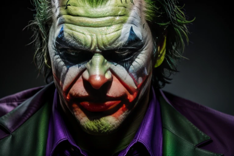 photo portrait of (Joker as Hulk)), (angry:1.4), , diffuse lighting, natural soft colors, hyper-realistic, film grain, highly detailed